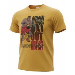 Vintage 90s Fruit of the Loom Boxing Graphic T‎ Shirt Men XL Yellow Official B2